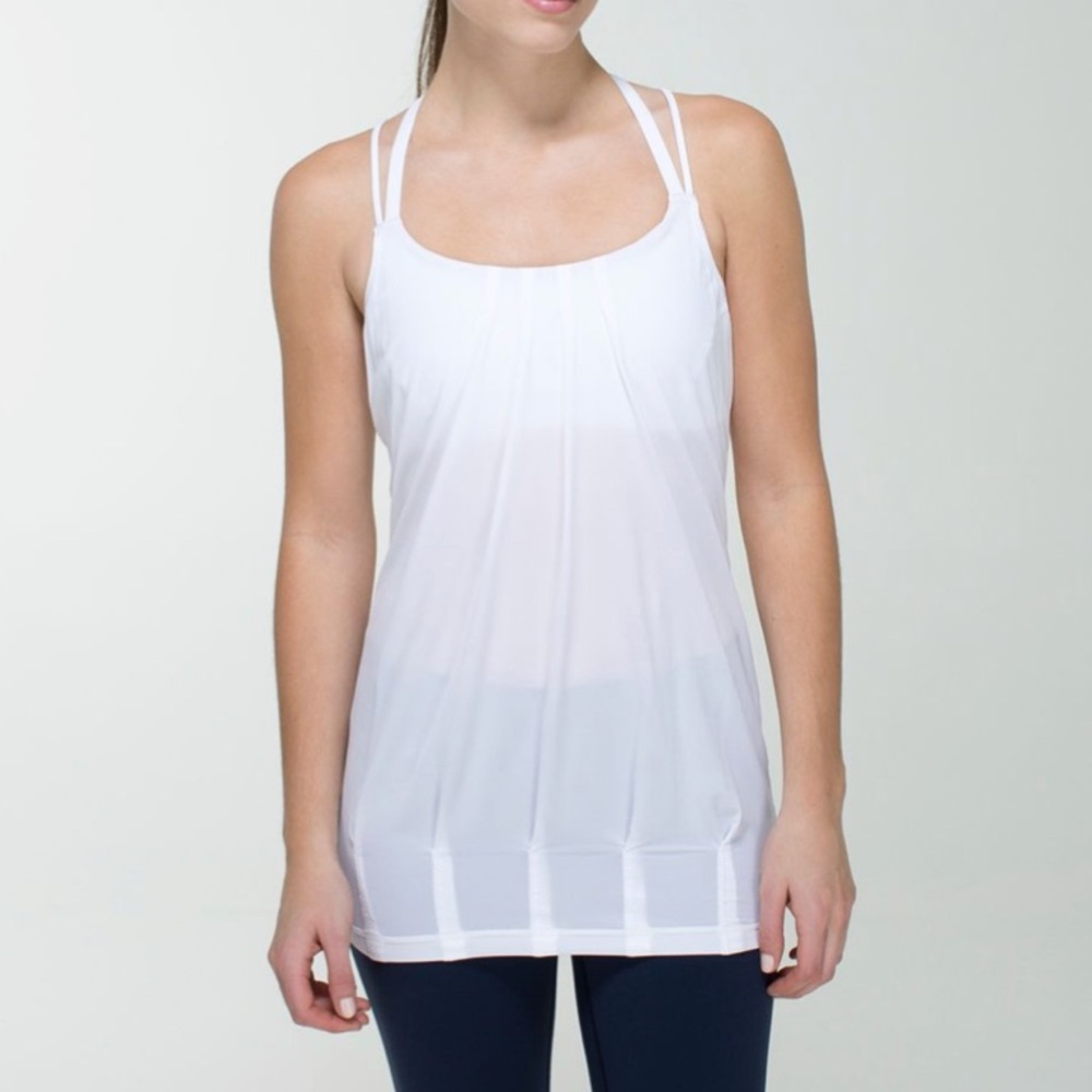 Lululemon Flow & Go Tank Top-Yoga/Gym-Stappy-Long Length-White-Size 2